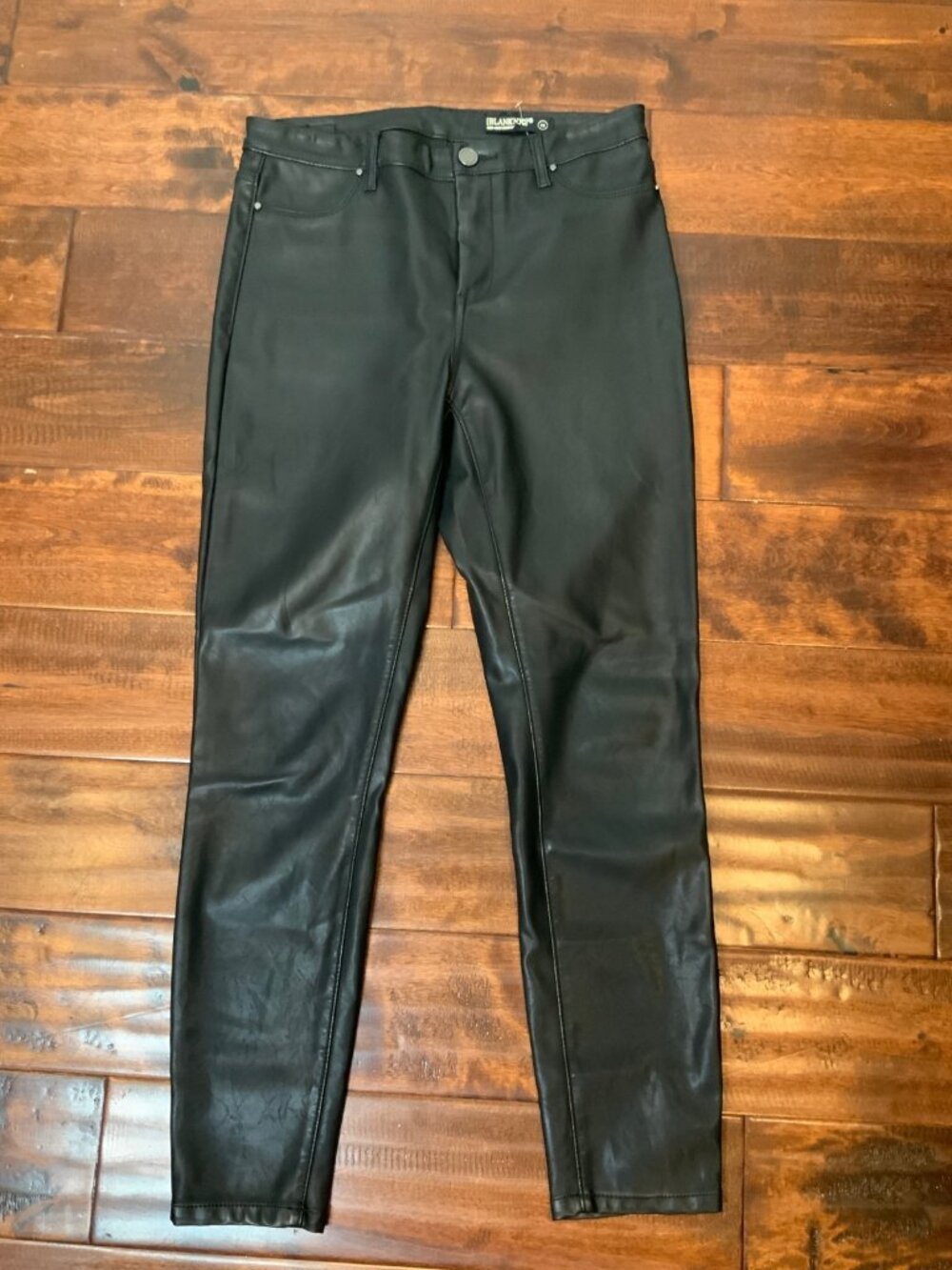 Blank NYC Black Vegan Leather Mid-Rise Skinny Jeans, Size 28